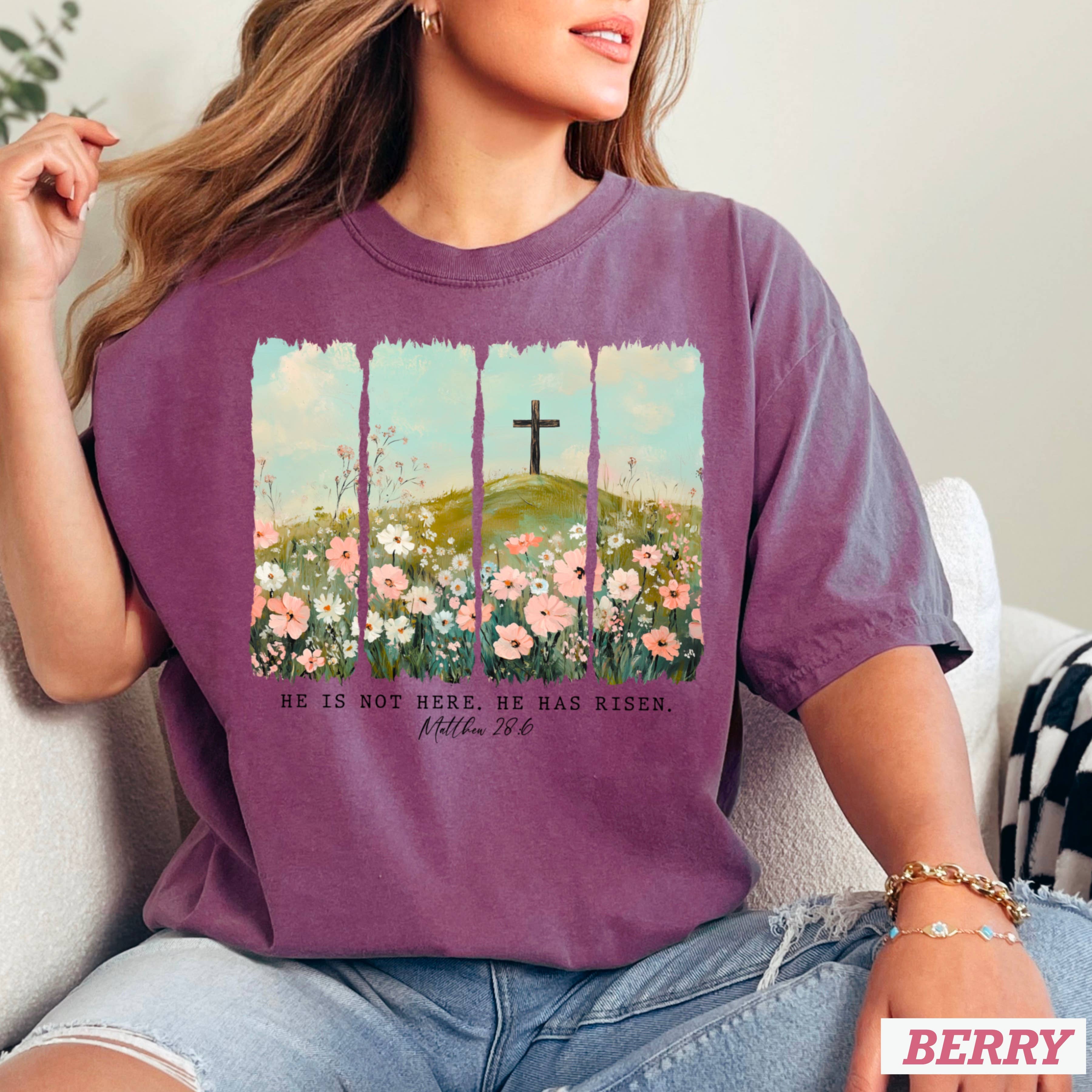 Shoppe SHC – wholesale T-shirt med logga - Dam – Han har uppstått | Påsktröja | Comfort Colors13