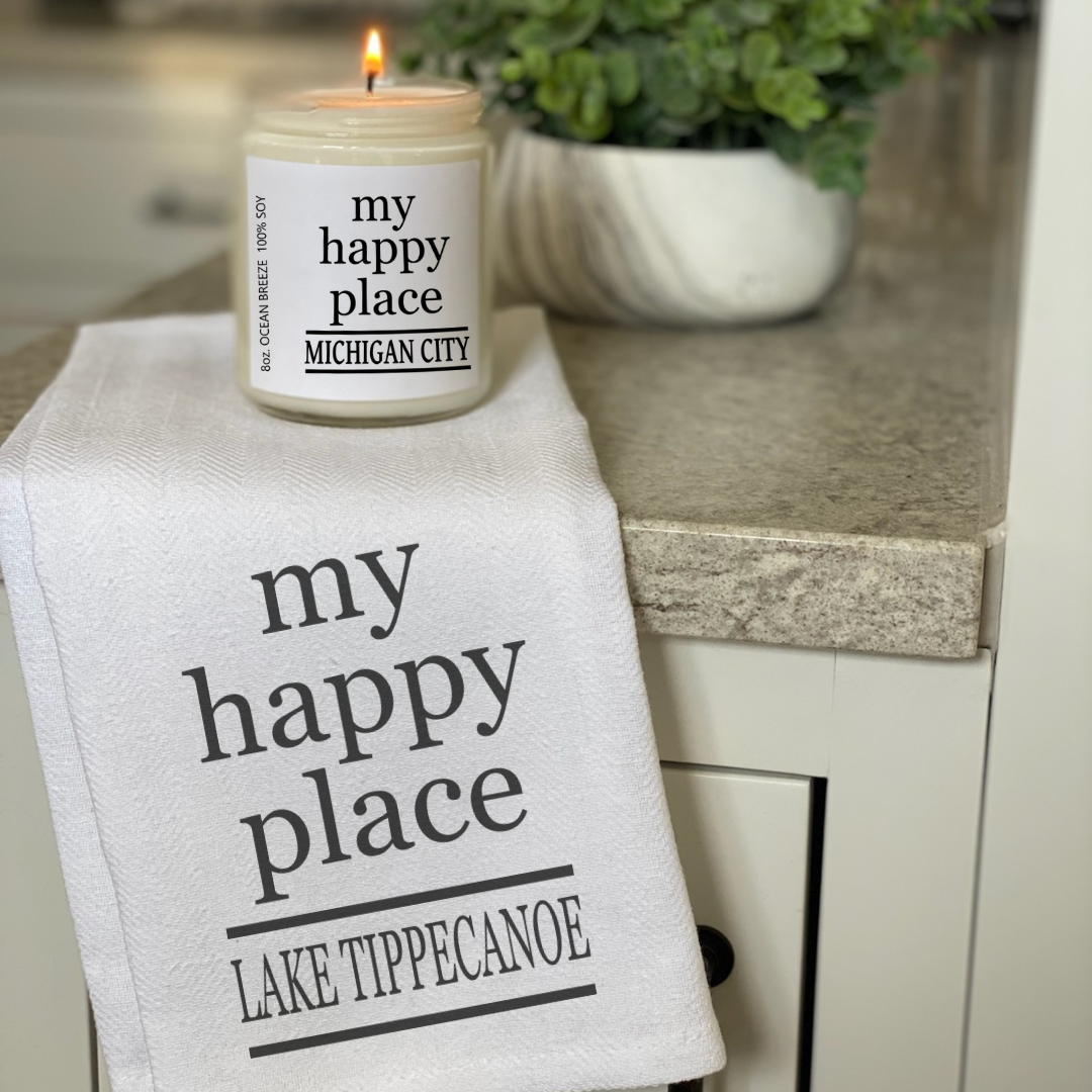 Geez Louise Goods - Vente Torchons - Torchon personnalisé My Happy Place1