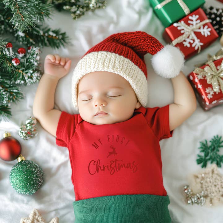 Timber Tinkers - Wholesale Bodysuit (non-footed) – Baby - My First Christmas Reindeer Onesie - Multiple Colours1