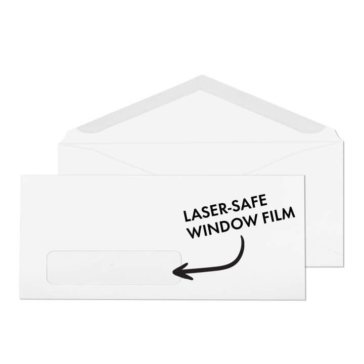 #10 Single Digital Window Envelopes - 2500 Bulk Box - 4 1/8" x 9 1/2" - 24lb White - Gummed - Laser Safe for Printing, Single Left Heat Resistant Window for QuickBooks Invoice or Business Mail for wholesale by Reskid