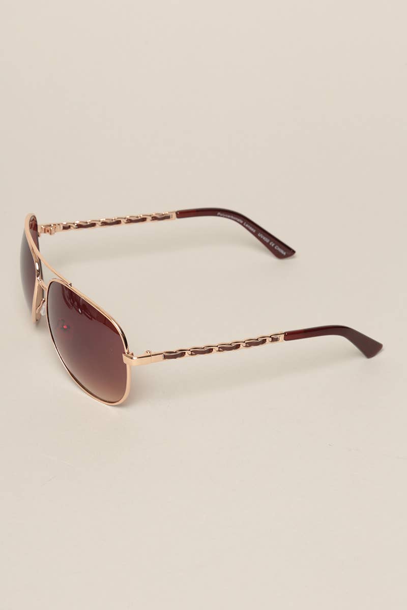  ASSORTED COLOR Women's Chain Detail Aviator Sunglasses for wholesale on Faire9