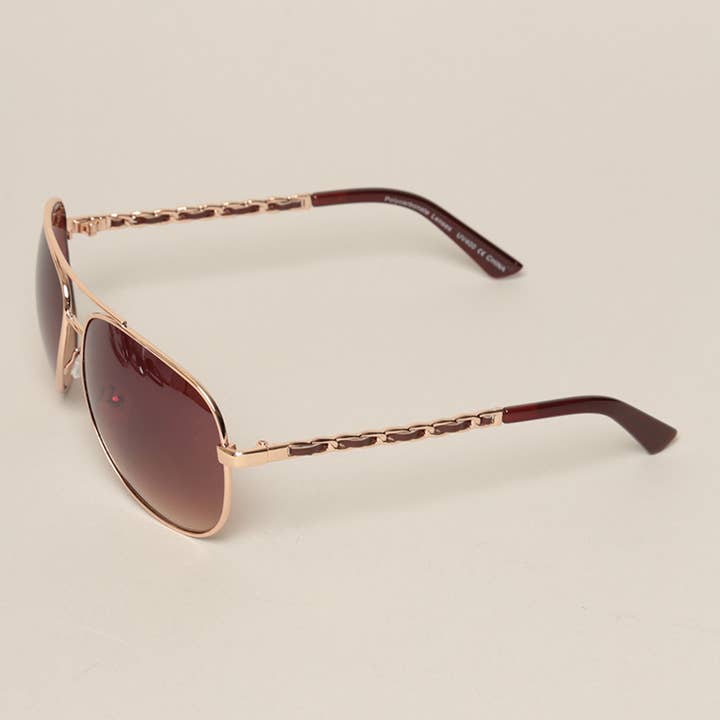 ASSORTED COLOR Women's Chain Detail Aviator Sunglasses for wholesale on Faire9