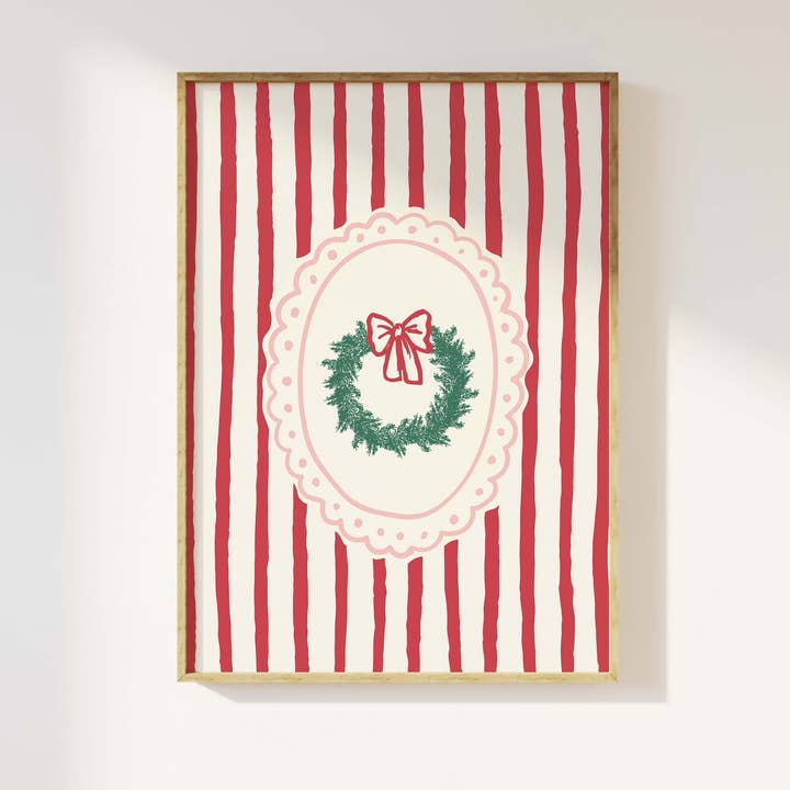 April Lane Art - Wholesale Art Print - Frame Christmas Wreath Print0