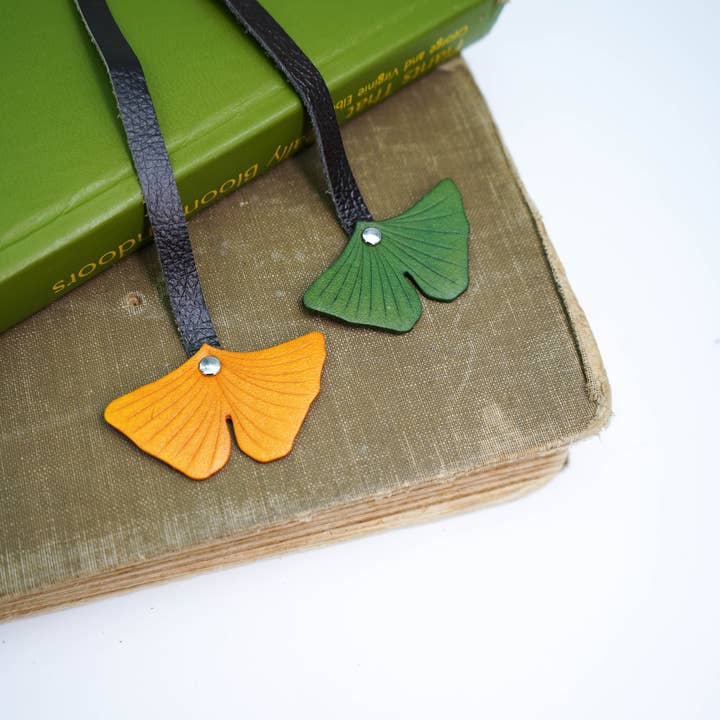 Hammerthreads - Wholesale Bookmark - Ginkgo Biloba Recycled Leather Bookmark