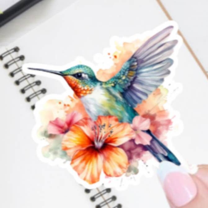 Glitter Hummingbird Sticker for wholesale by Blu Butterfly Stickers