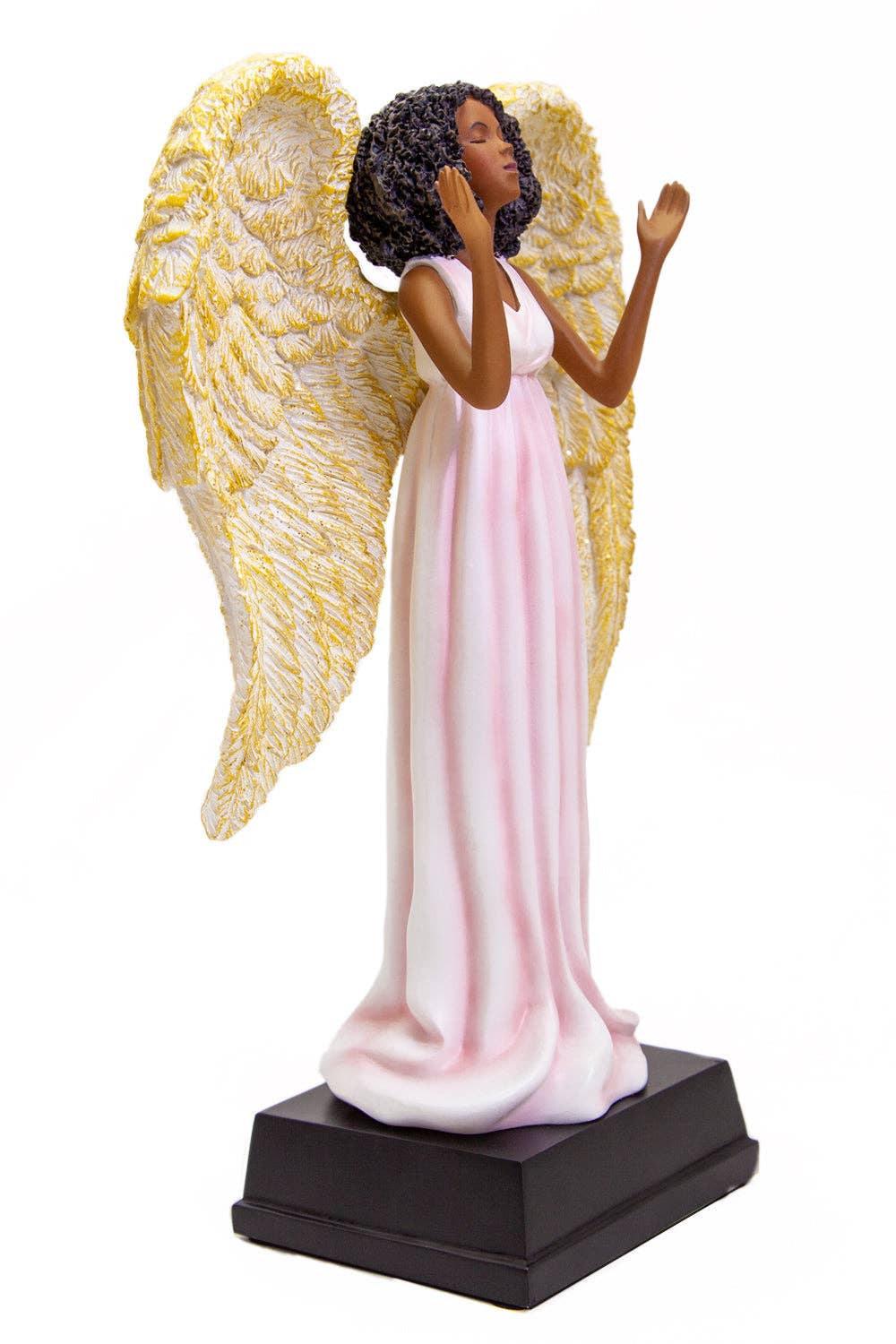 African American Expressions - Venta al por mayor Figura decorativa - Figura de ángel rosa FAN04 con detalles de purpurina1