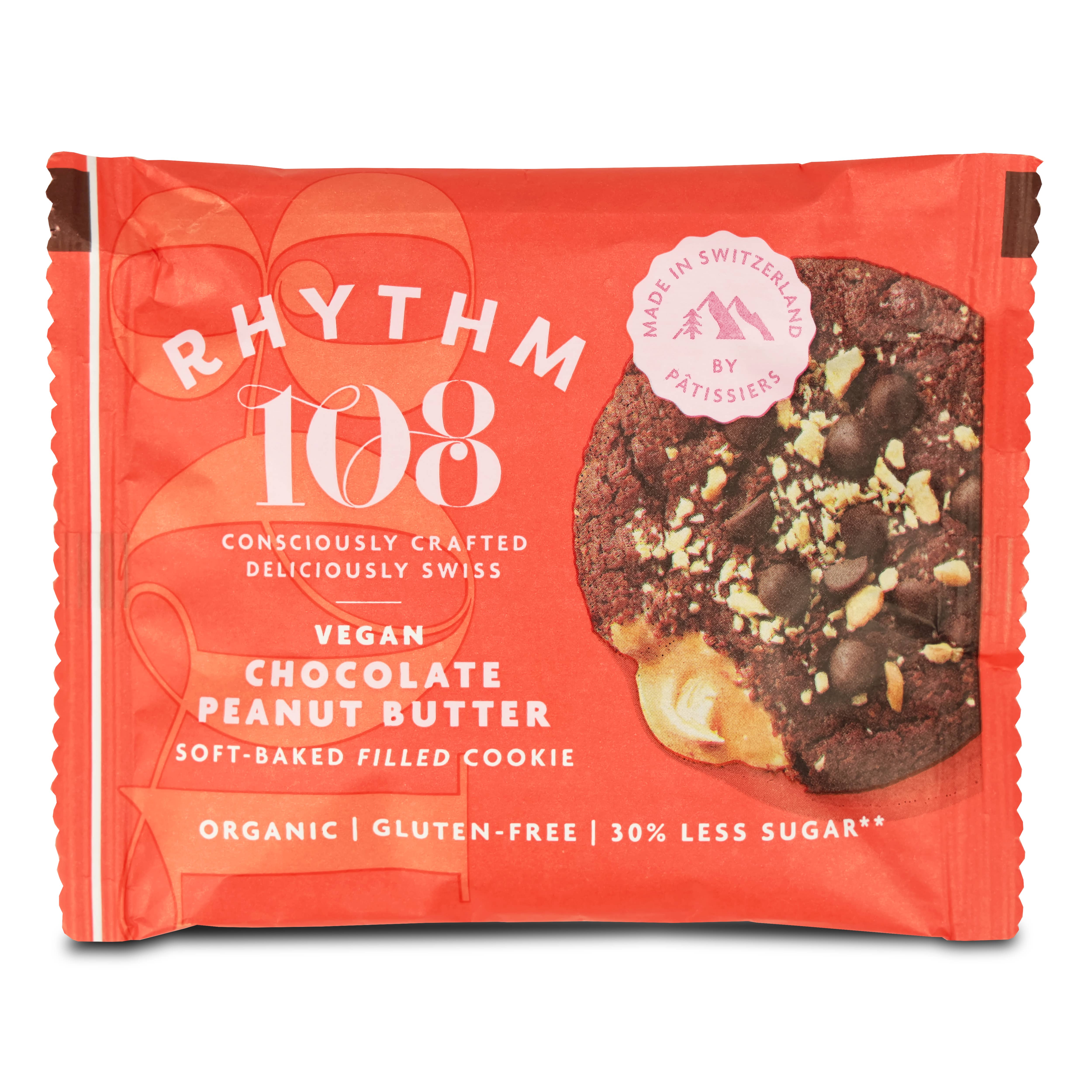 Rhythm108 – Großhandel Cookie – Veganer Schokoladen-Erdnussbutter-Keks mit weichem Kern, 50 g2