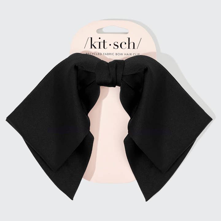 KITSCH - Wholesale Hair Clip - Women's - Recycled Fabric Bow Hair Clip 1pc- Black