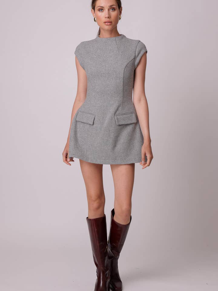 GREY DAMSON MINI DRESS for wholesale on Faire