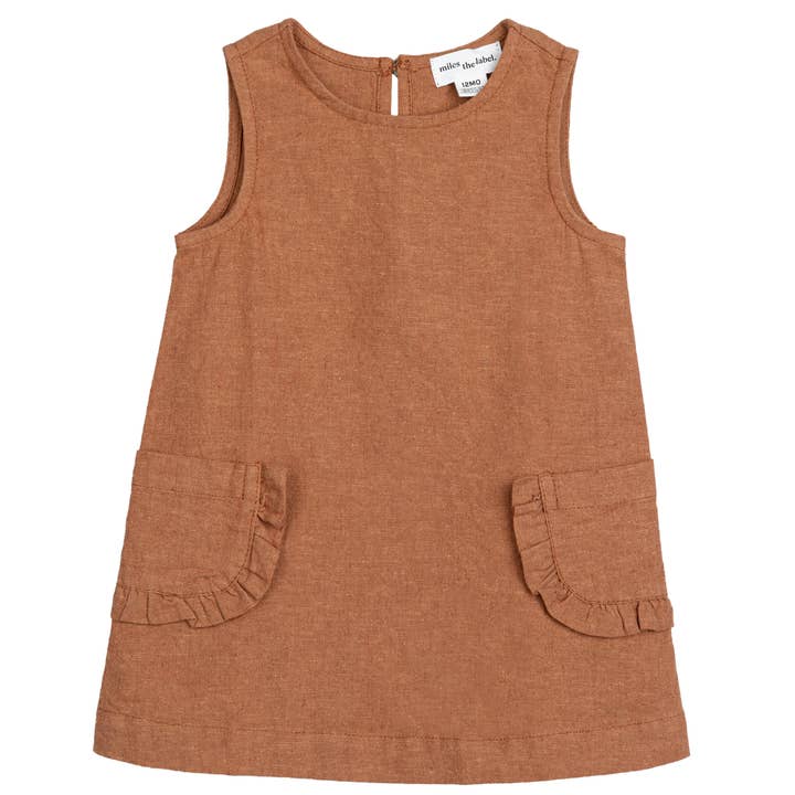 Robe sans manches en lin mélangé à mailles flambées pour la vente par Miles the Label