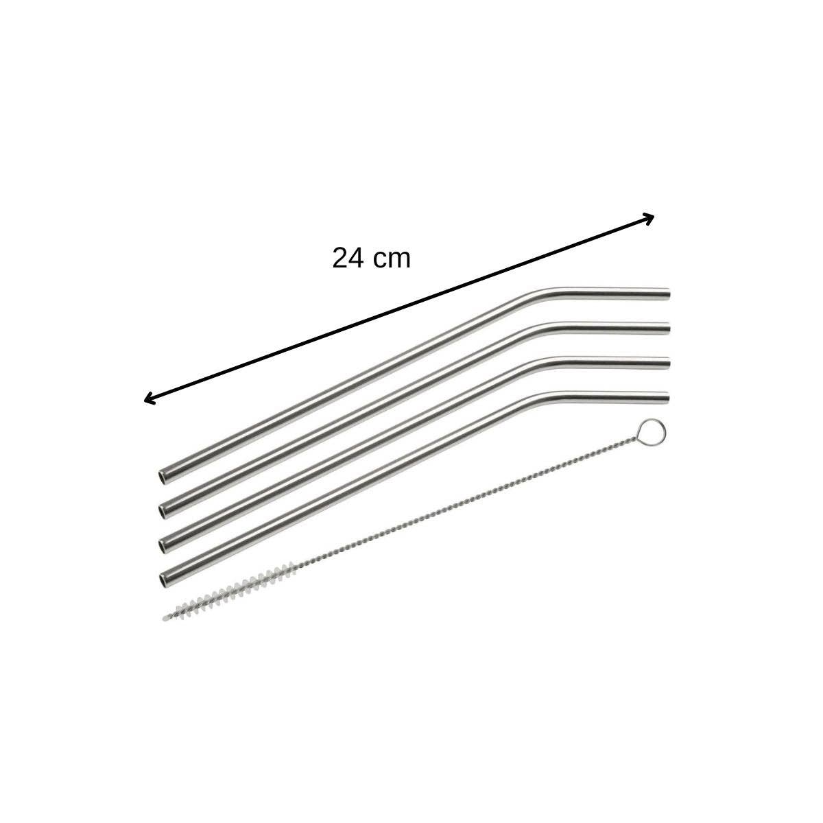 Fackelmann – wholesale Sugrör – Set med 4 böjda sugrör i rostfritt stål med rengöringsborste från Fackelmann2
