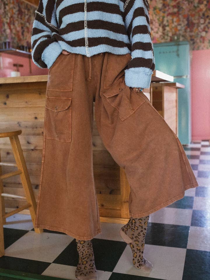 Three Bird Nest - Wholesale Pants - Women's - Cargo Cascade Wide Leg Pants - Copper