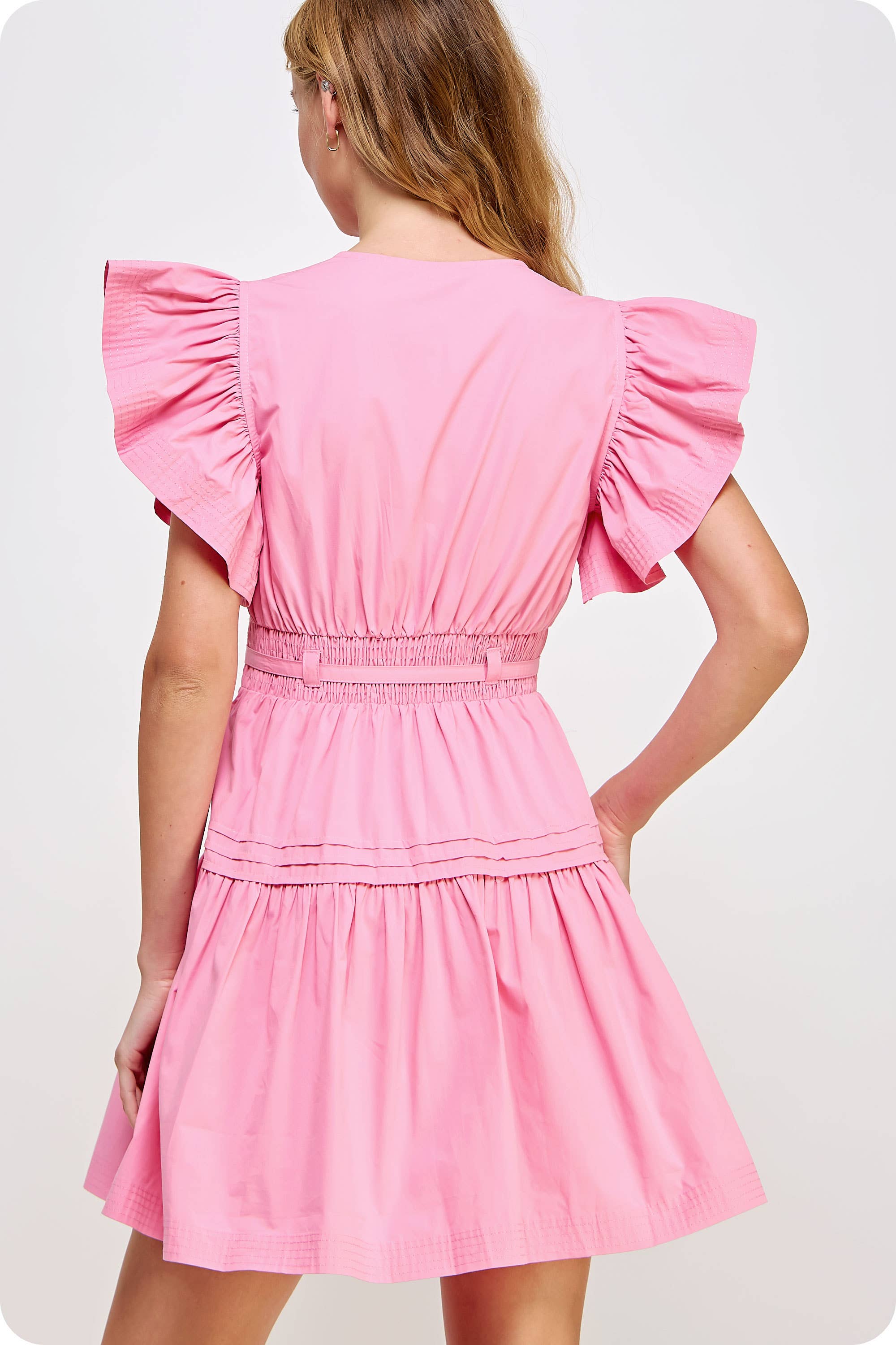 Strut & Bolt - Wholesale Dress - Women's - Flutter Sleeve Poplin Mini Dress26