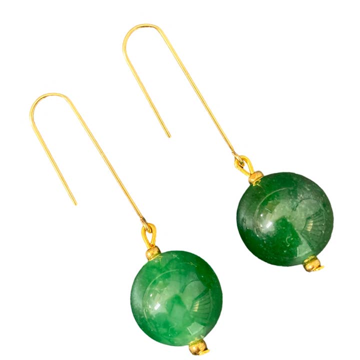 Emerald drop hook earrings for wholesale by Honey Rose & K Jewelry