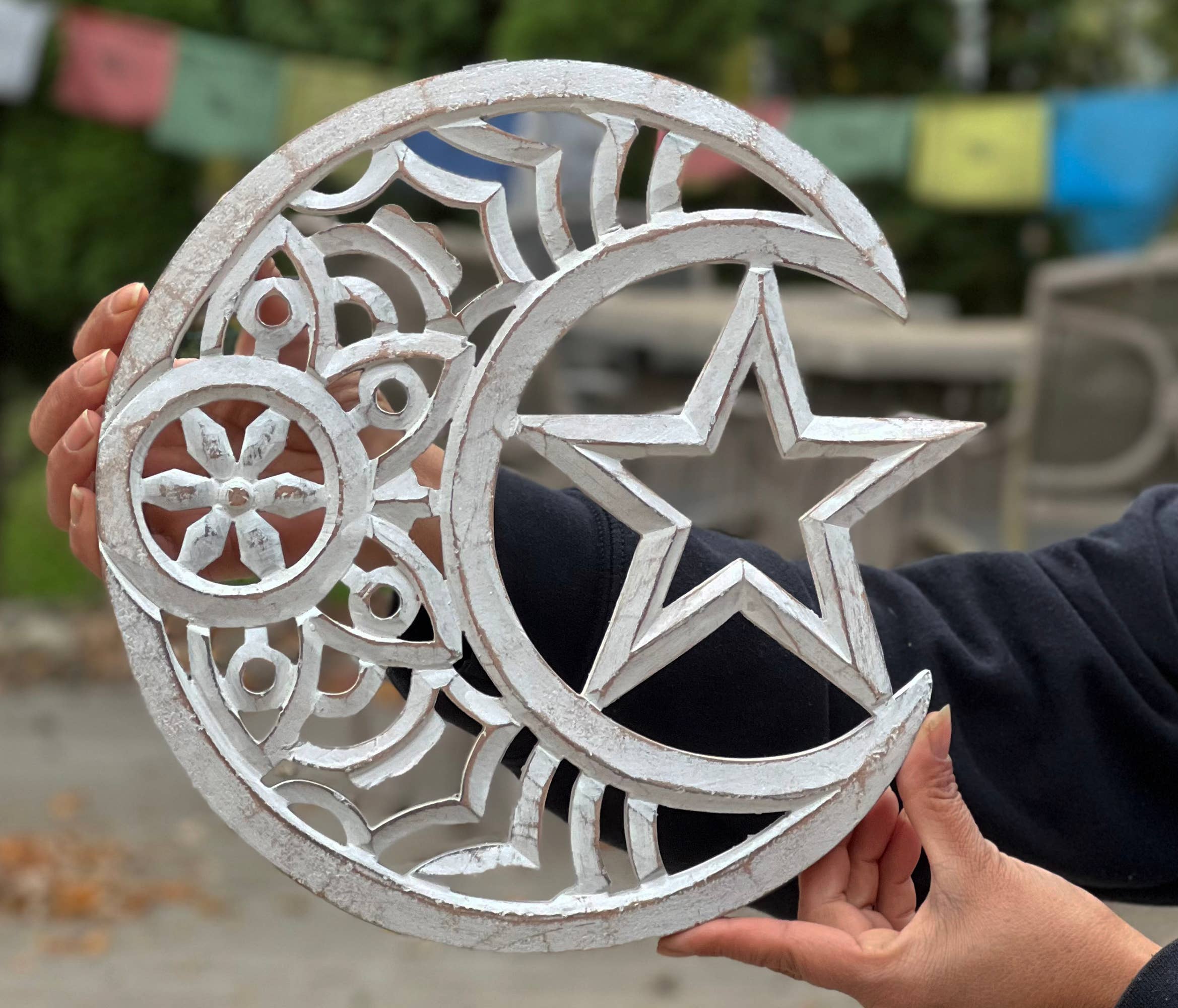 Lungta Imports - Wholesale Wall Accent - Handcrafted Wooden Celestial Star Moon Wall Décor Hanging11