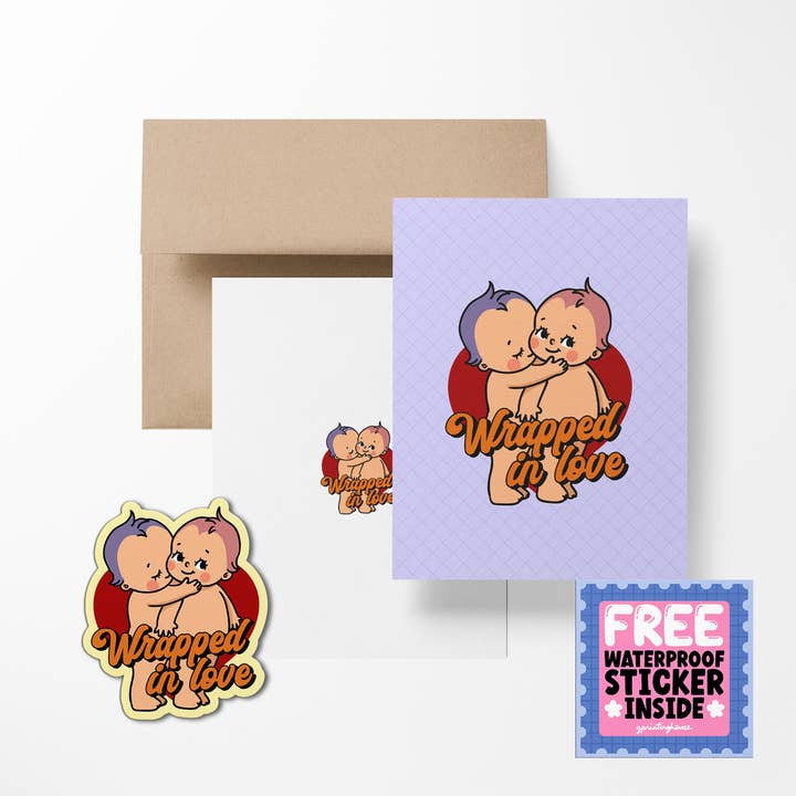 Gewikkeld in Liefde Retro Baby's Valentijns Wenskaarten voor wholesale door the stkr store