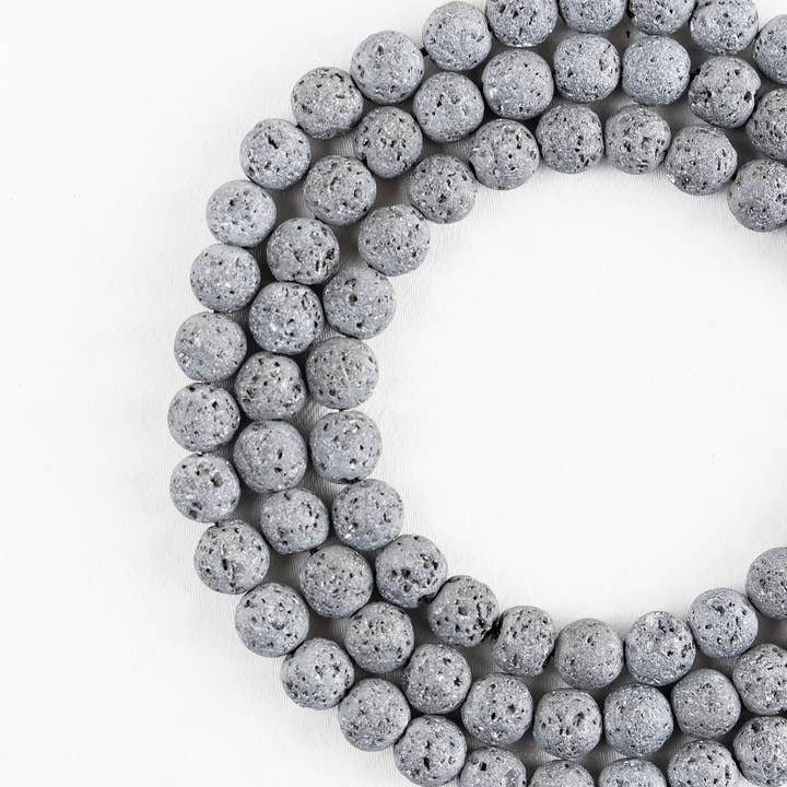 Soothing Crystals Beads - Wholesale Beads - Round Beads | Grey Lava Beads | Volcanic Rock Gemstone Beads5
