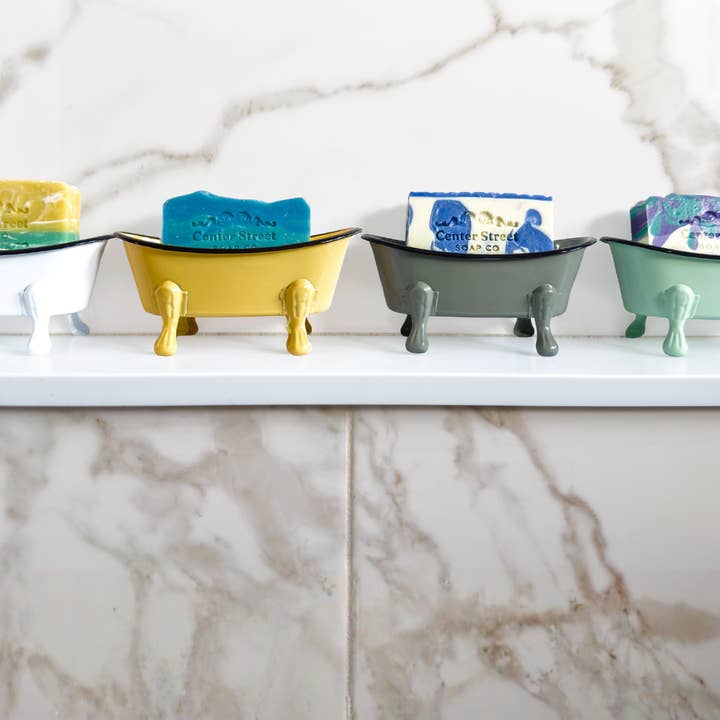 Antique Bathtub Soap Dish 12-Pack, 4-Colors Bright for wholesale by Center Street Soap Co