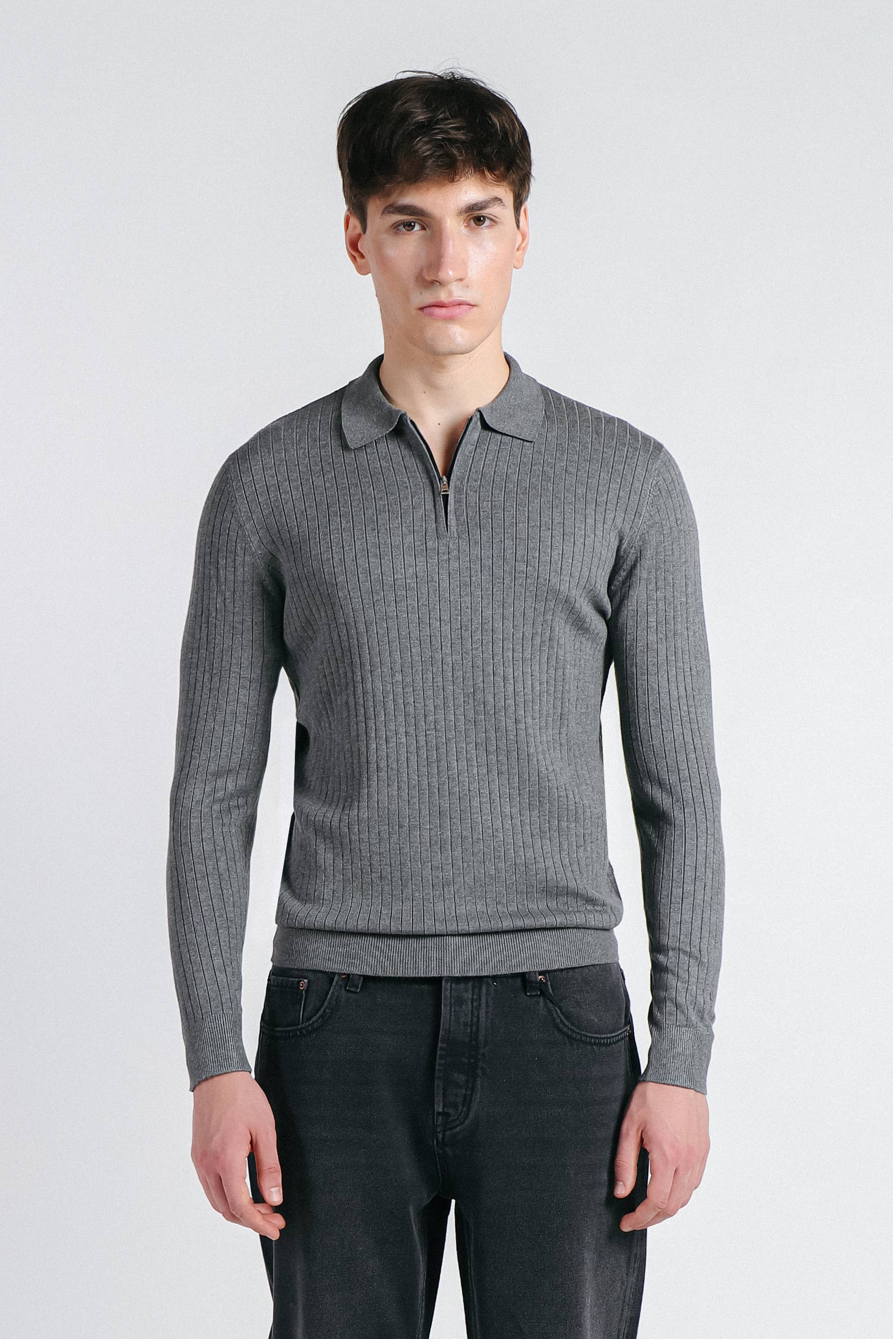 SONNY BONO – Polo - Homem por atacado – CAMISOLA POLO CANELADA COM MEIA FECHO ZIP3