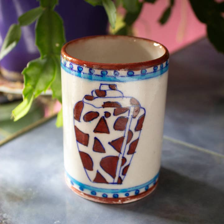 AARVEN - Wholesale Toothbrush Holder - Hand Painted Indian Ceramics - Toothbrush Holder