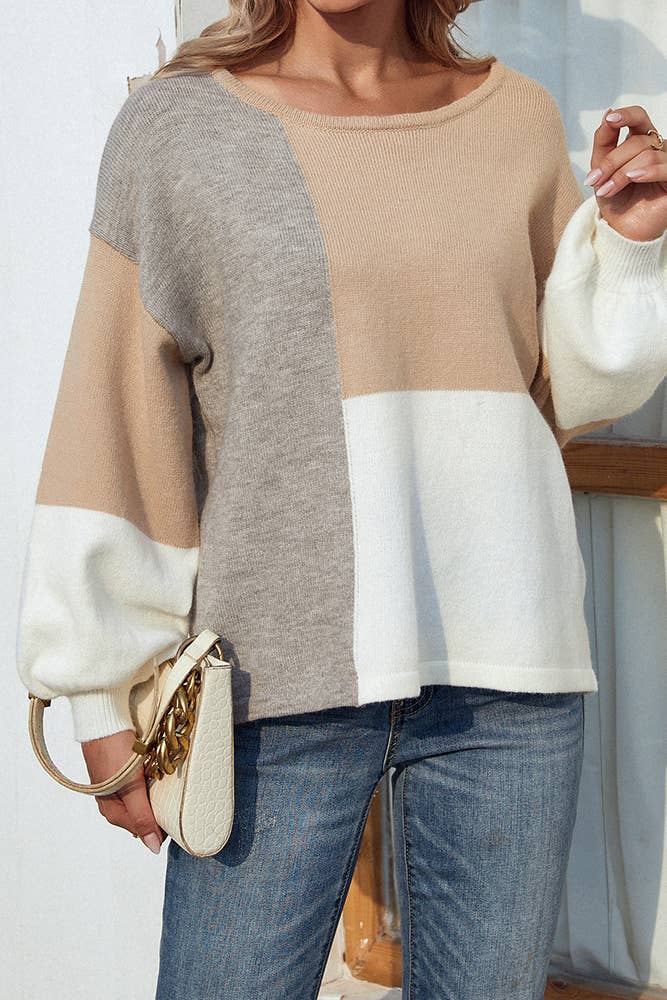 UNISHE – wholesale Pullovertröja - Dam – Color Block Back Tie Pullover Tröjor MMY0218