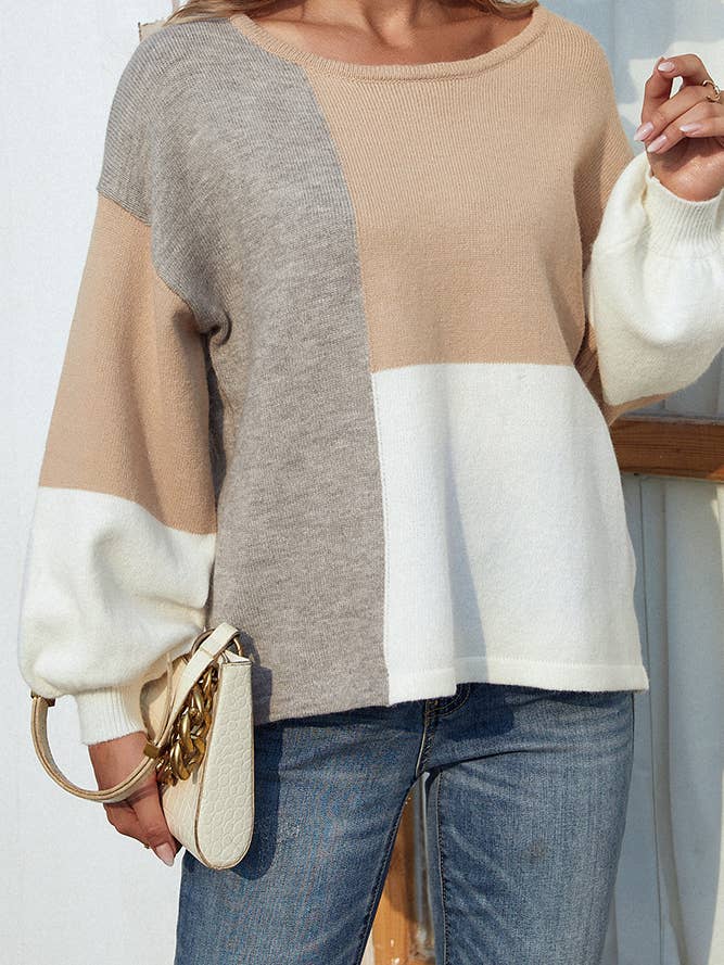 UNISHE – wholesale Pullovertröja - Dam – Color Block Back Tie Pullover Tröjor MMY0218