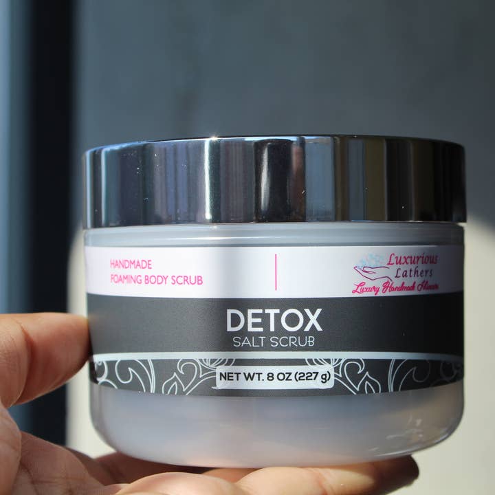 8 oz Detox Salt Scrub for wholesale by Luxurious Lathers