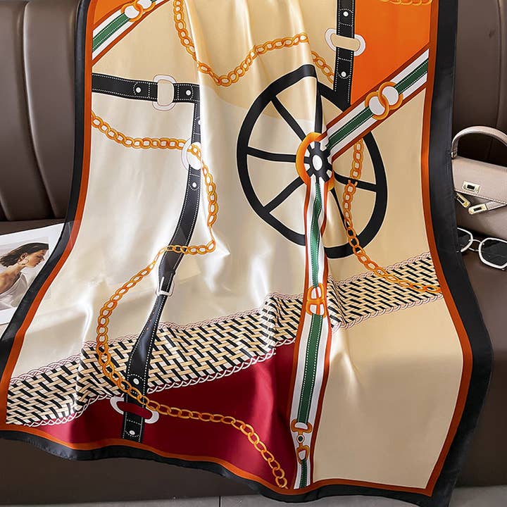 Orange French Style Long Satin Scarf for Fall Layering_CWASC0533 for wholesale on Faire3