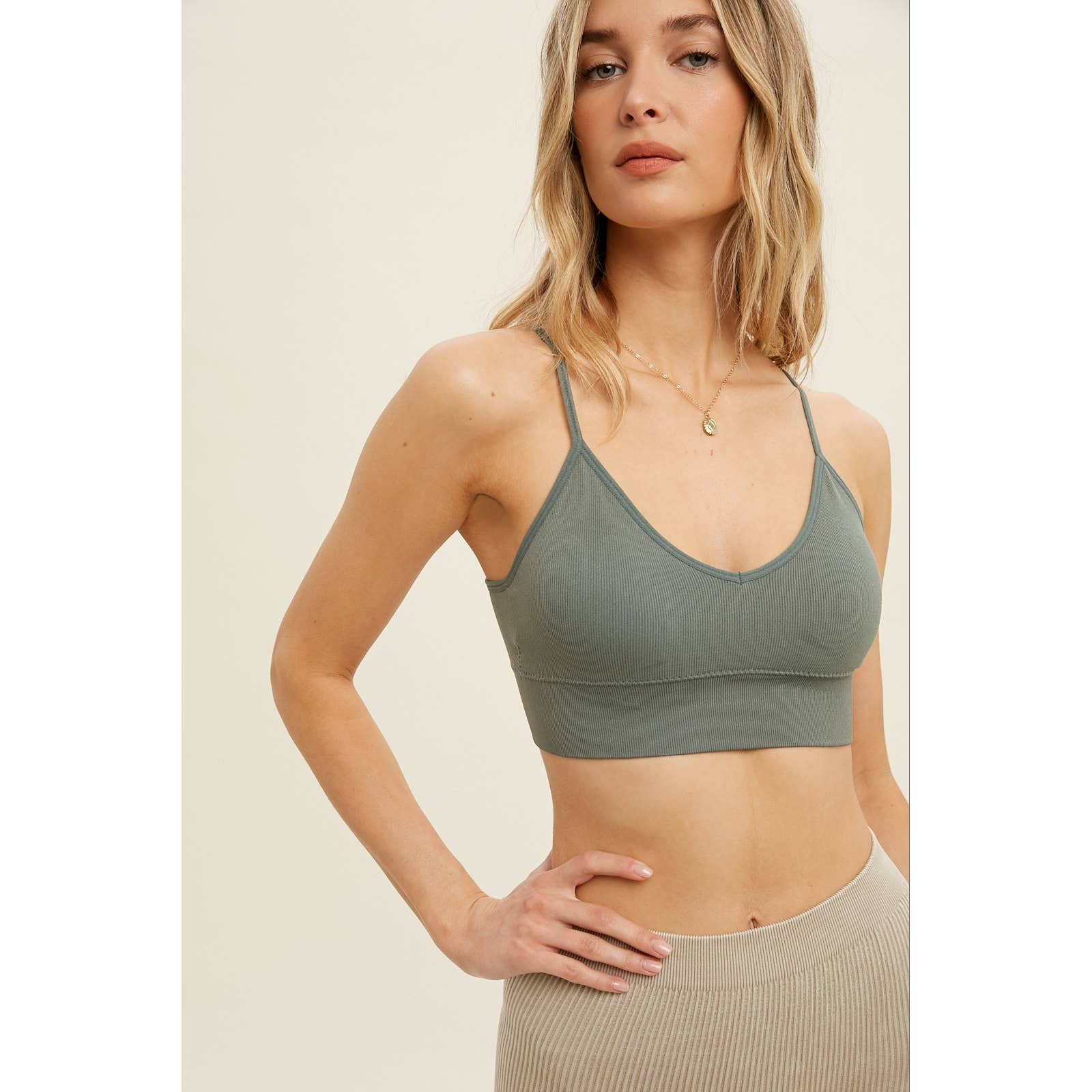 Wishlist Apparel - Vendita all'ingrosso Bralette - Donna - Bralette senza cuciture a coste con scollo basso sulla schiena / WL22-66069