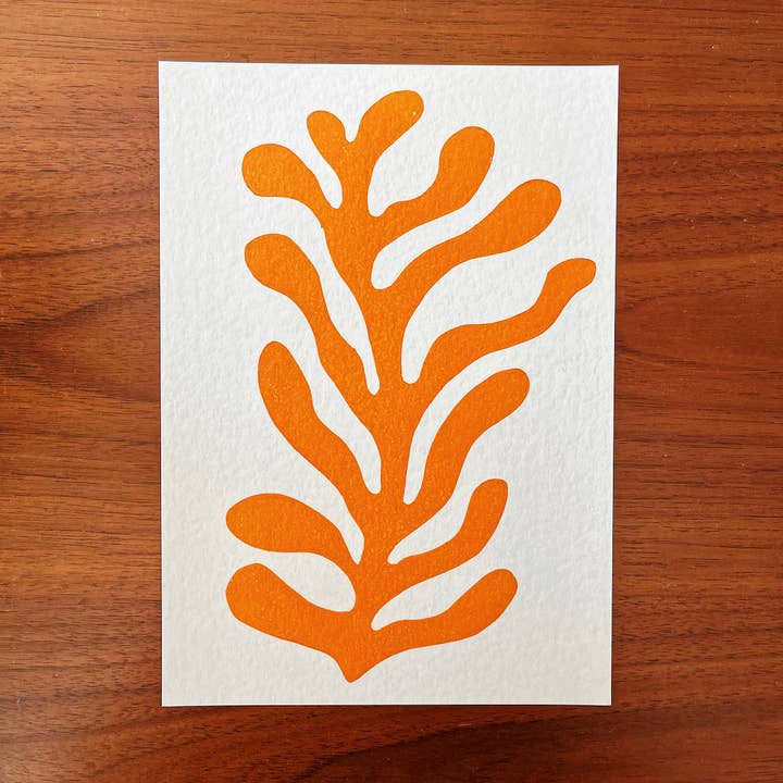 Coral - A5 Lino Print - Orange for wholesale by GDSM.Prints