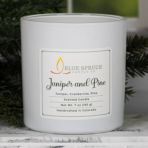 Juniper and Pine Woody Scented Candle, Pine Scented Candle for wholesale by Blue Spruce Candle Company