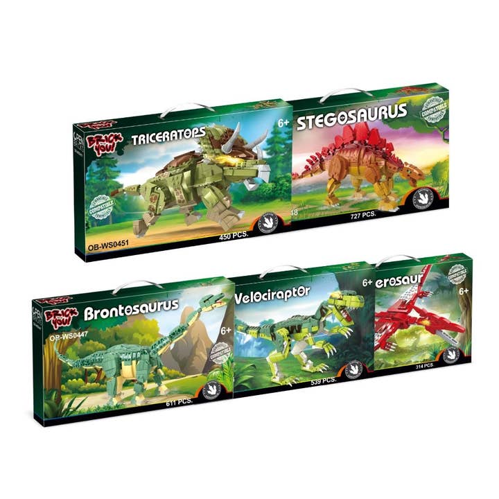 ÖPPNA BRICKAR - Urvarelser (5 spännblockdinosaurier) för wholesale av Open Bricks