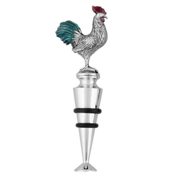 Coq Bouchon de bouteille de vin en alliage de zinc, peint pour la vente par Supreme Housewares