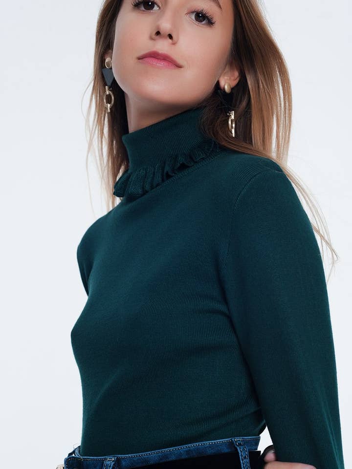 Grünes Rollkragen-Sweatshirt für den Großhandel von Q2—All Orders:Free Duties for the US,UK,and Canada