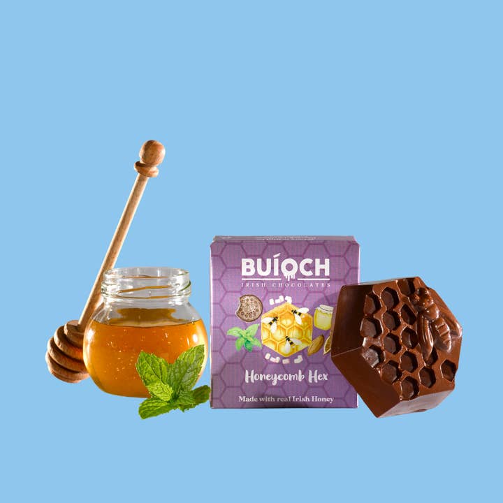 BuĂoch Irish Chocolates - Wholesale Chocolate Box - Mint Honeycomb Hex - Dark Chocolate