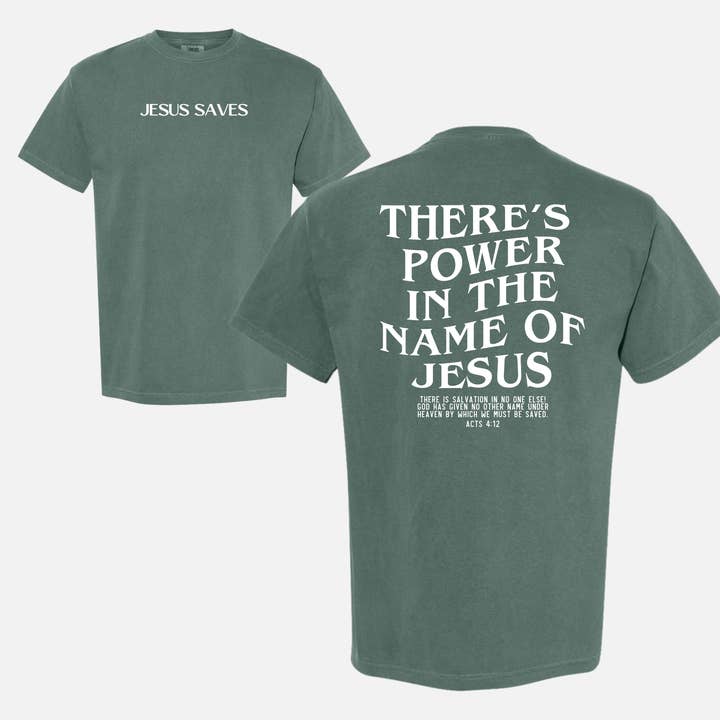 Faith & Life Christian Brands - Wholesale Screen Printed T-Shirt - Women's - Jesus Saves Power In the Name of Jesus Unisex Christian Tee4