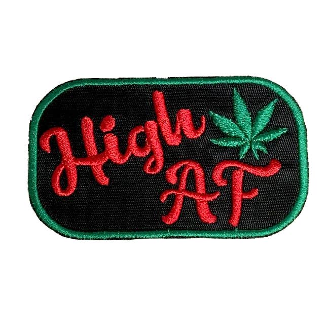 Wholesale Applique - Wholesale Patch - High AF Pot Leaf, Adult Humor, Hat Bar, Iron on Patch