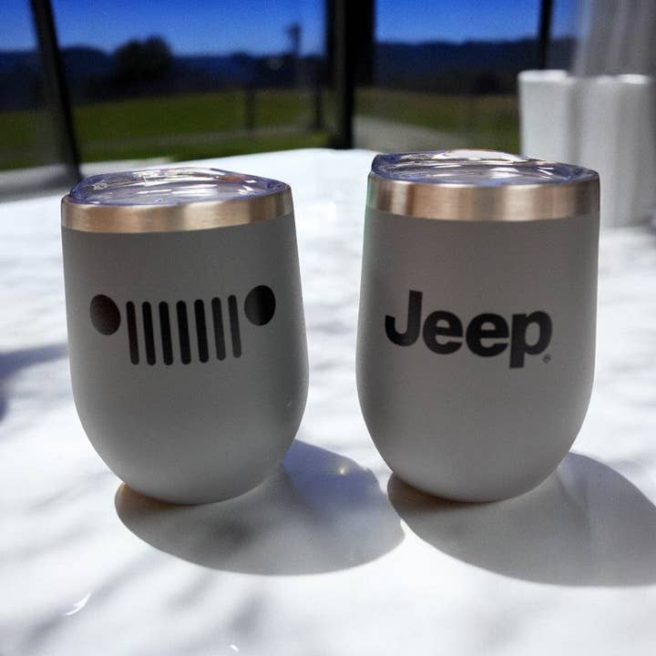 Jeep Insulated Wine Tumbler - Storm Grey Matte for wholesale by Detroit Shirt Co.