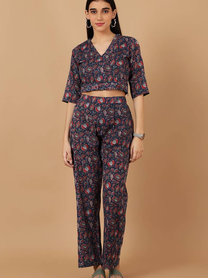 Jaipur Cotton Blue Co-ord Set for wholesale by INDOPHILIA