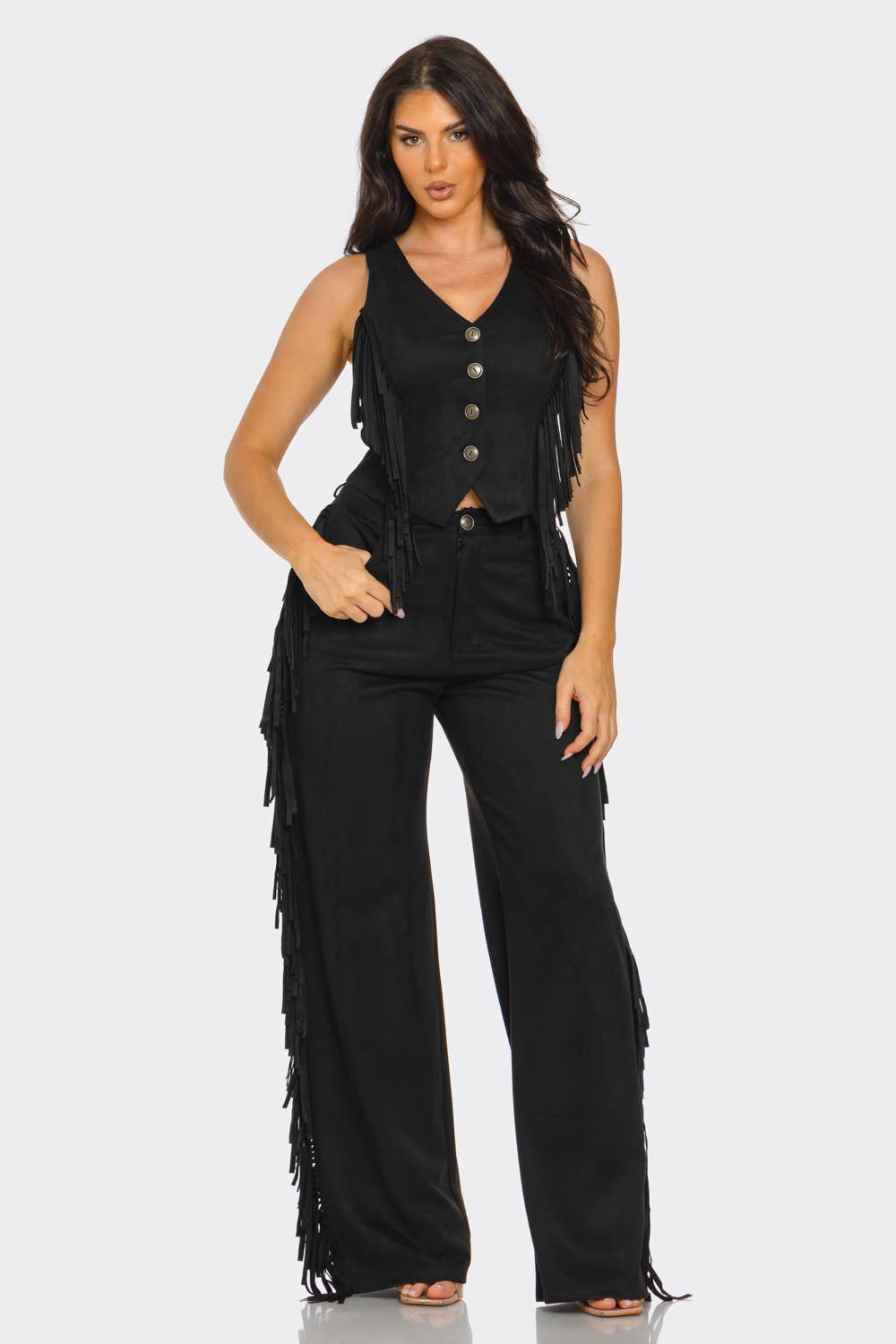 Julia by LoveJ – wholesale Top & pants set (NOT Loungewear) – Women's – Plus Size Button Down Side Tassel Top And Pants Set6