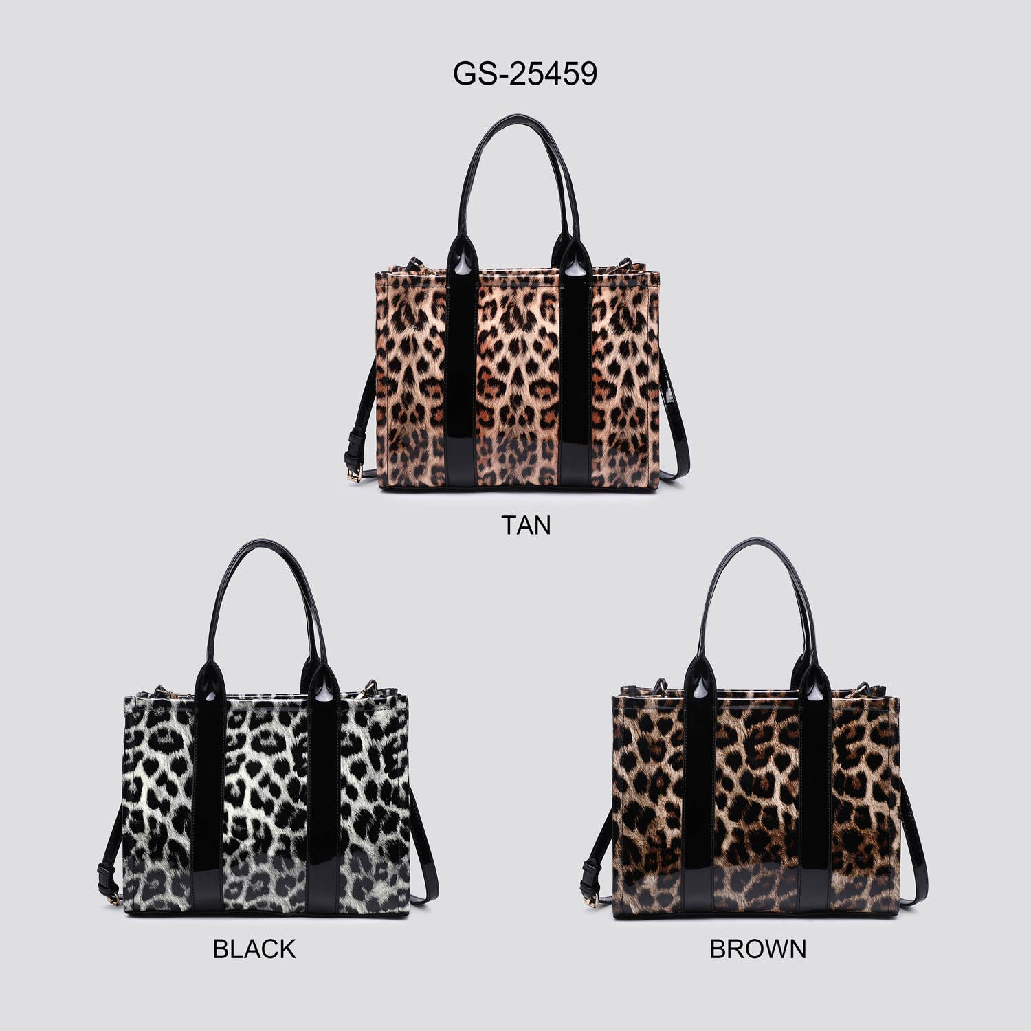 House of Milano - Wholesale Tote Bag - Women's - Leopard Print Patent Tote Bag # 254599