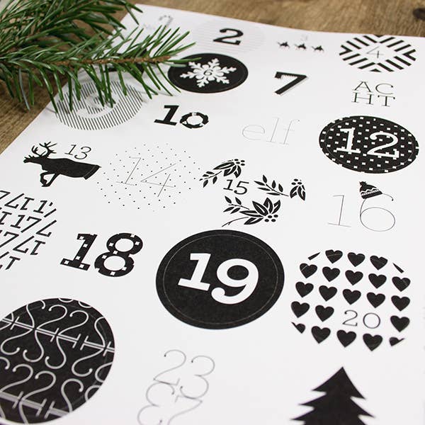 Calendrier de l'avent autocollants pour la vente par Bow & Hummingbird
