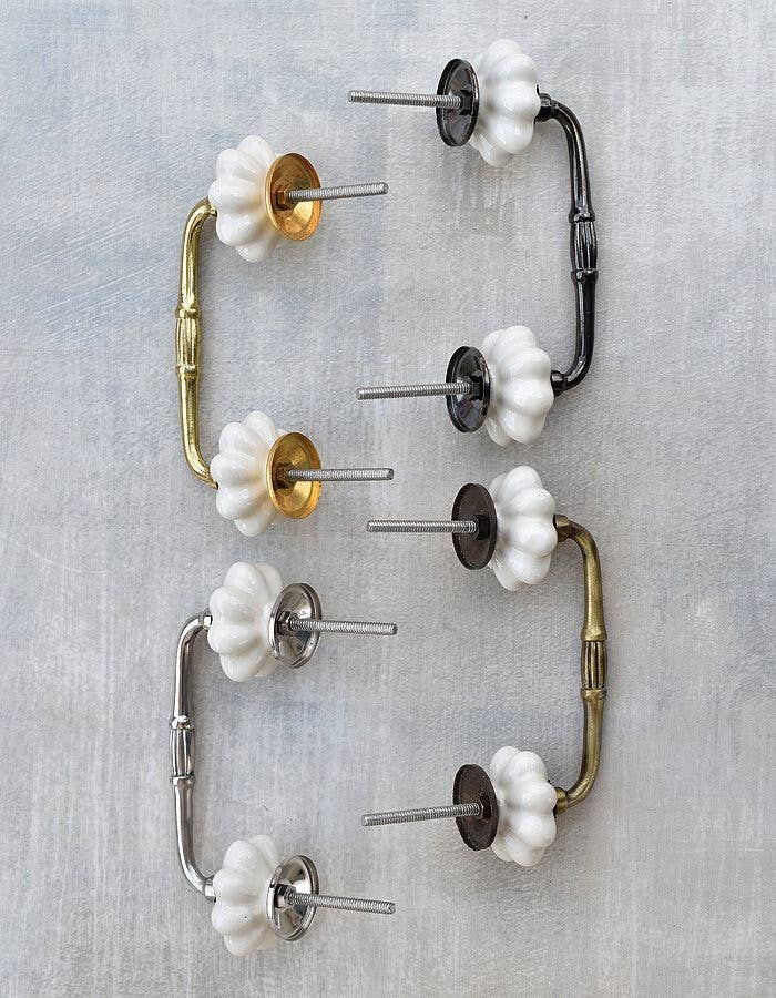 KNOBCO - Wholesale Knob/Pull - Handmade Cream Colored Flower Ceramic Kitchen Cabinet Pull5