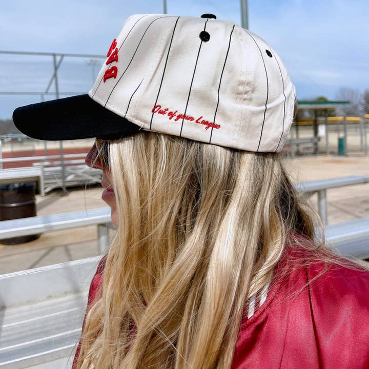 KENZKUSTOMZ - Wholesale Trucker Hat - Women's - BASEBALL - Red on Black Stripe Vintage Hat