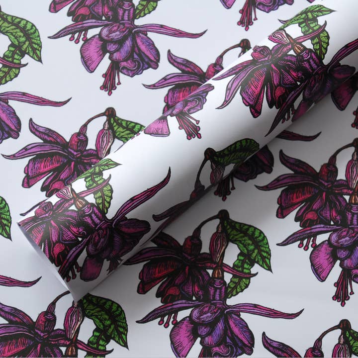 Papel de regalo floral - Fucsia para venta al por mayor de Rachel Meehan, pictures and words...