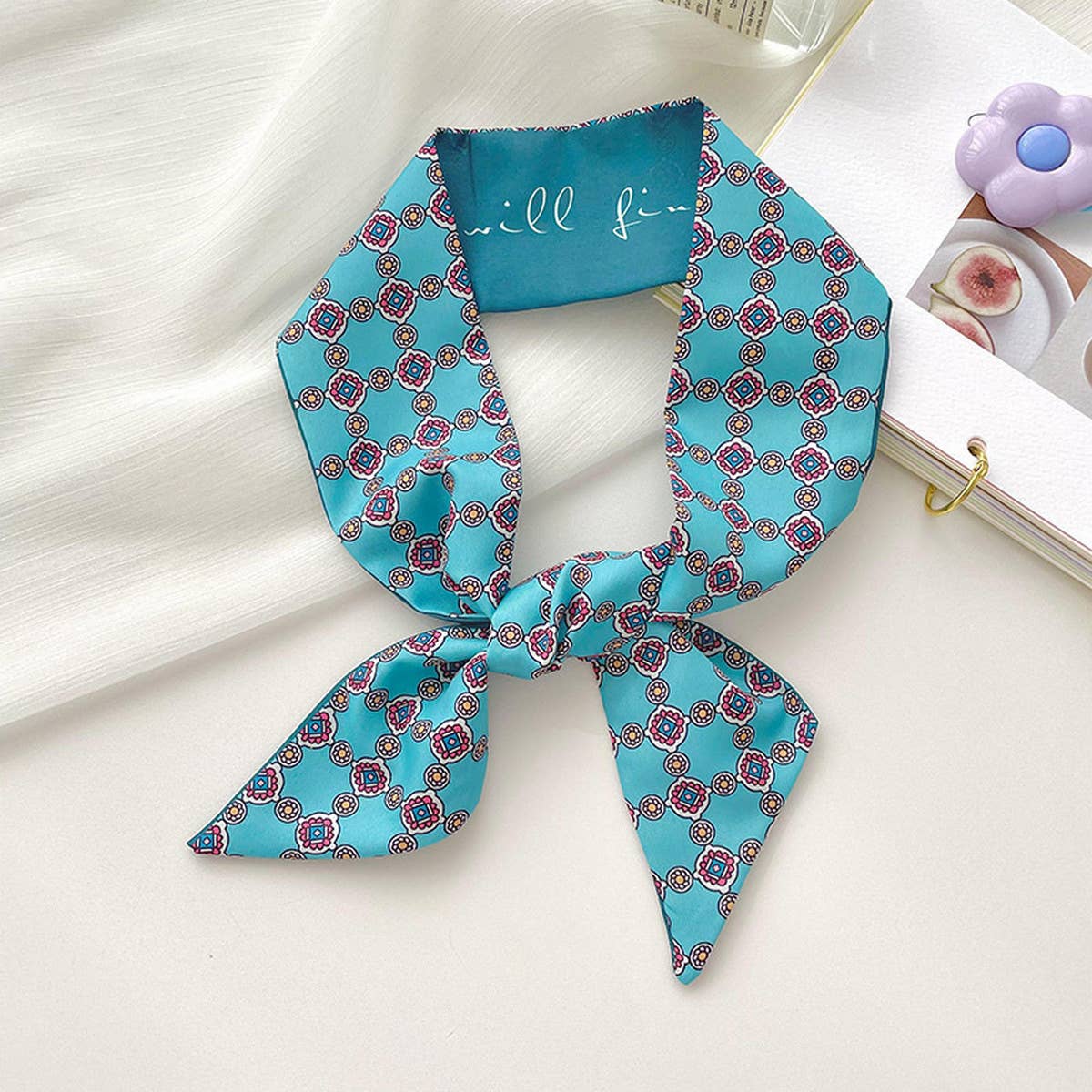 ACCITY - Wholesale Scarf - Women's - BLUE TIE BAG SOUVENIR RIBBON SCARF_CWASC07160