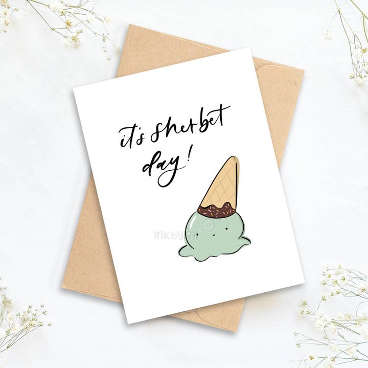 It's Sherbet Day (Pink) Greeting Card for wholesale by inkbymi