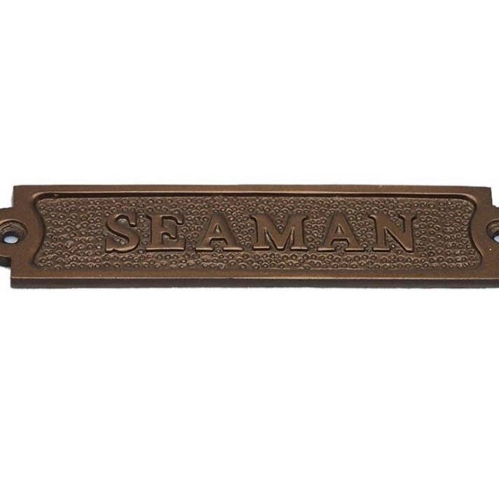 Antique Brass Seaman Sign 6"" for wholesale by Hampton Ironworks