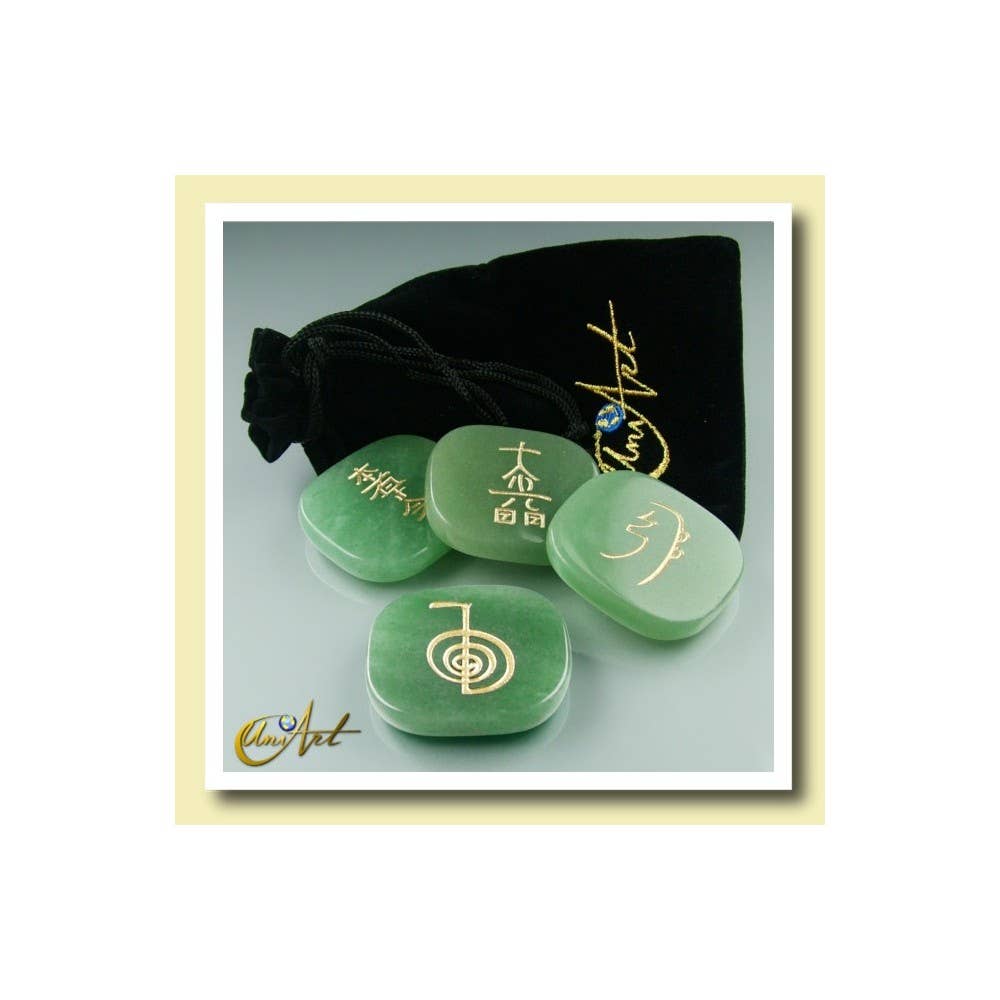 UniArt - Wholesale Spiritual Stone/Crystal - Green Quartz Kit With Reiki Symbols1