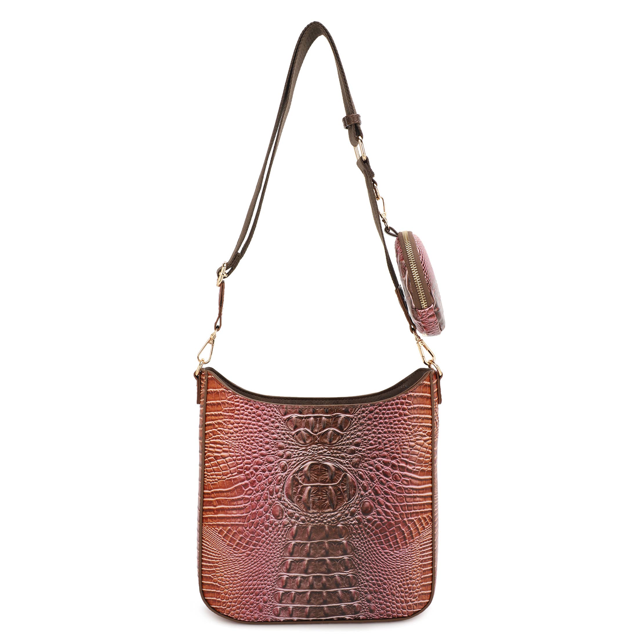 KAYLA+AVA - Vente Sac à bandoulière – femme - Sac bandoulière Zoe en croco embossé ombré avec porte-monnaie détachable2